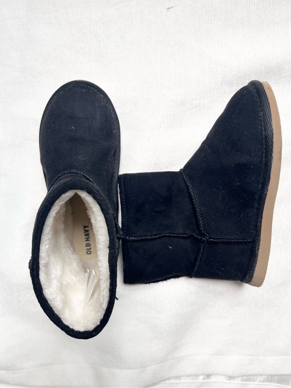 Old Navy Black Kids Fleece-Lined Faux-Suede Boots size 11